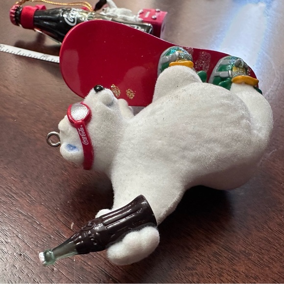 3 Vintage Coca-Cola Coke Christmas Ornaments Polar Bear Snowboard - Picture 2 of 11